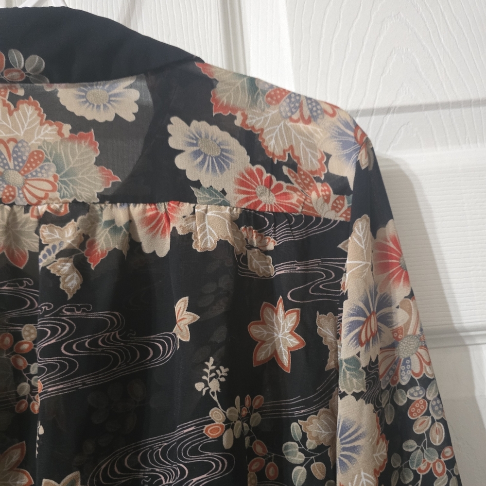 Molly Bracken Floral Print Ruffle Hem Midi Shirt Dress, Stretch Waist, EUC! - Picture 13 of 16